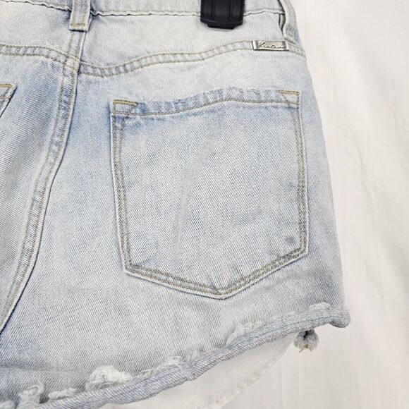 KanCan Women's High Rise Distressed Denim Shorts KC9225L Colored Threads 7/27 - Picture 7 of 10